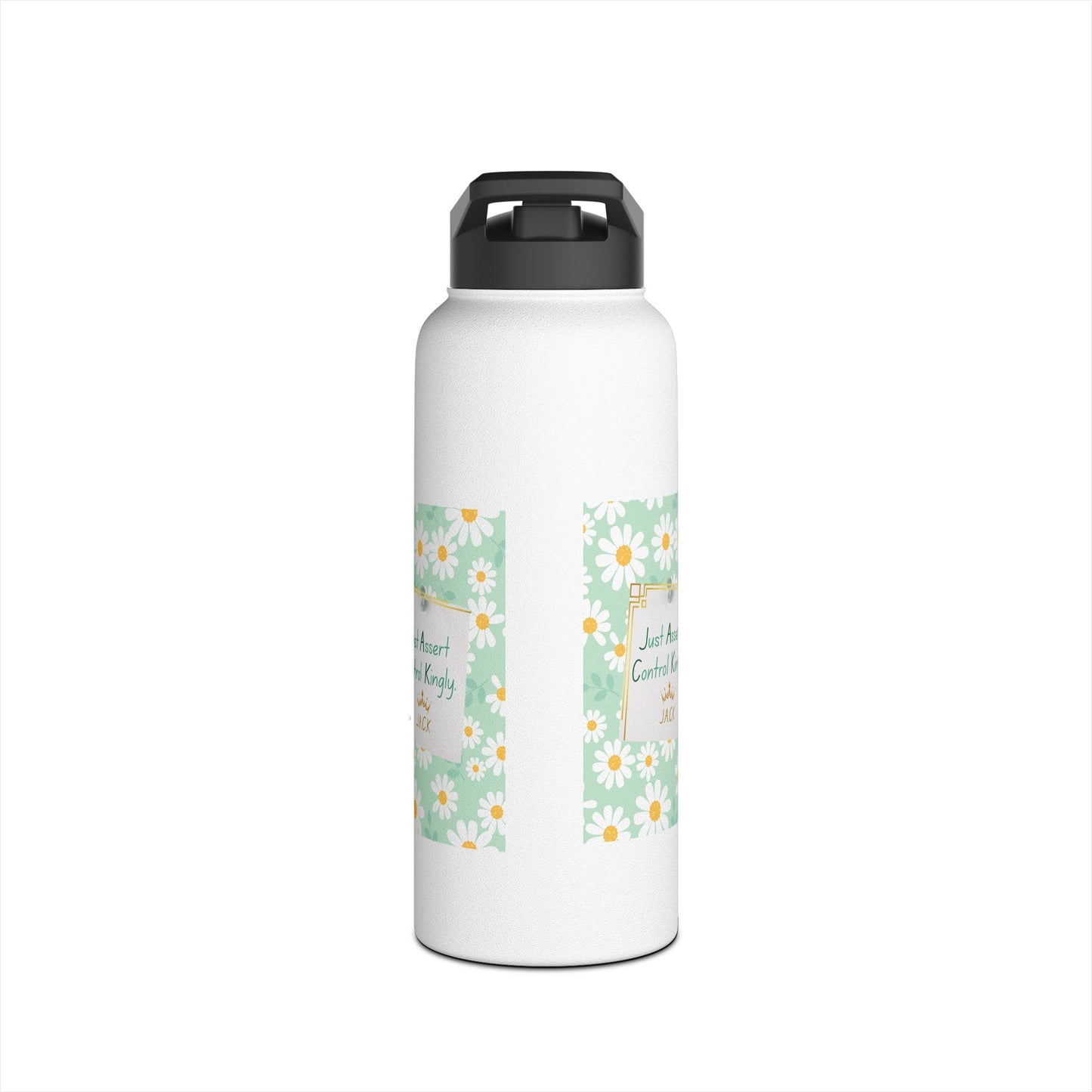 Personalized Initial Quote Floral Note Stainless Steel Water Bottle