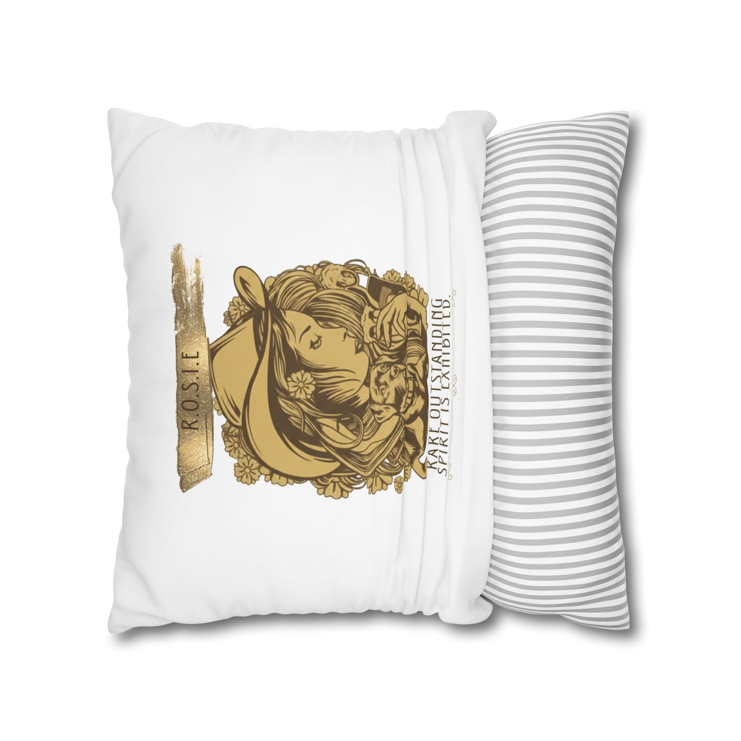 Personalized Initial Quote Golden Girl — Custom Sayings on Square Poly Canvas Pillowcase