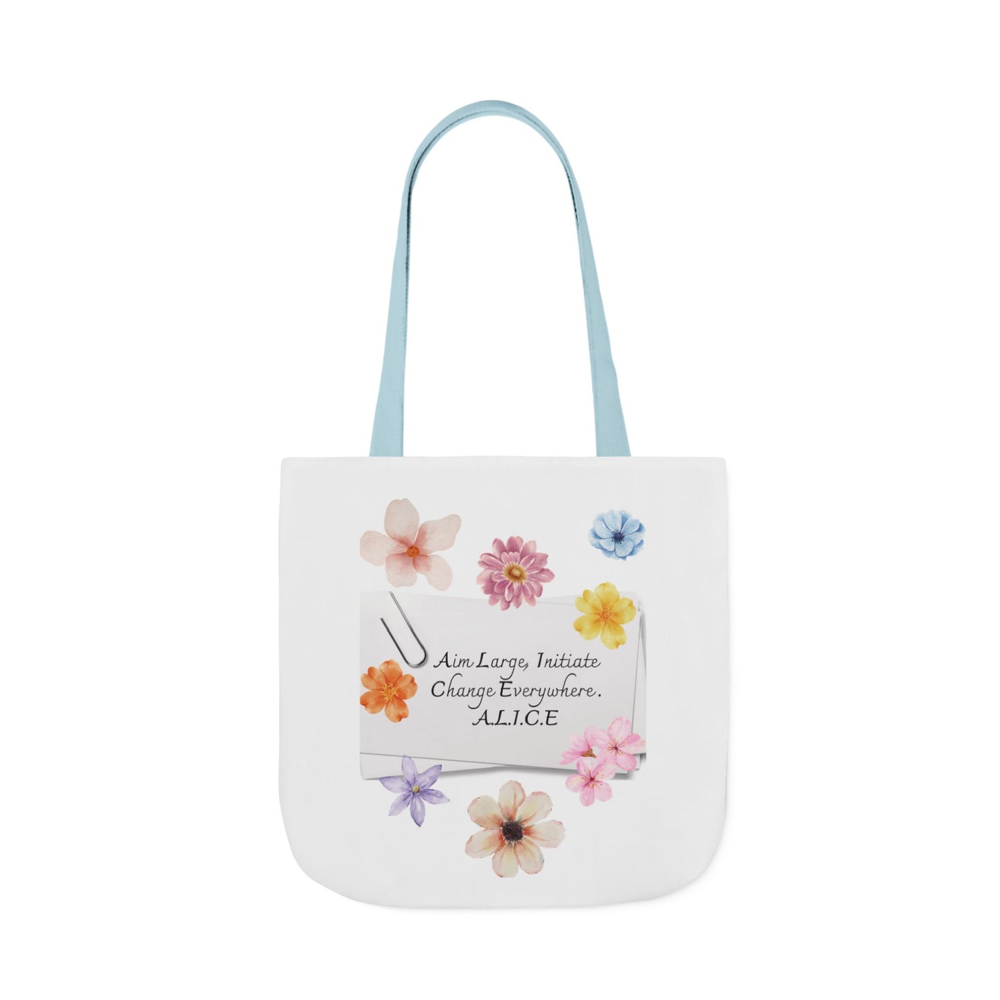 Personalized Initial Quote Floral Clip Canvas Tote Custom Name