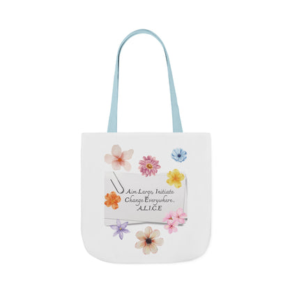 Personalized Initial Quote Floral Clip Canvas Tote Custom Name