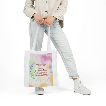 Personalized Initial Quote Ocean Theme Canvas Tote Custom Name