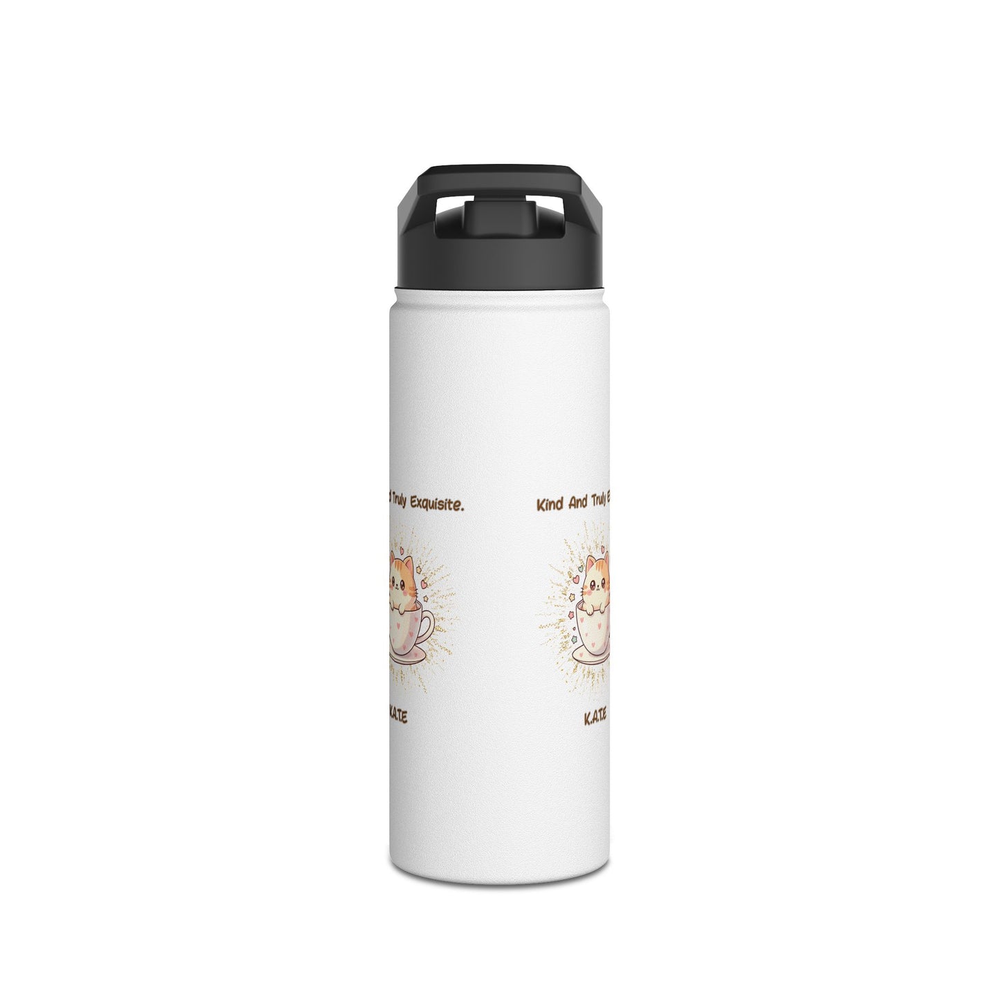 Personalized Initial Quote Exquisite Cat Stainless Steel Water Bottle