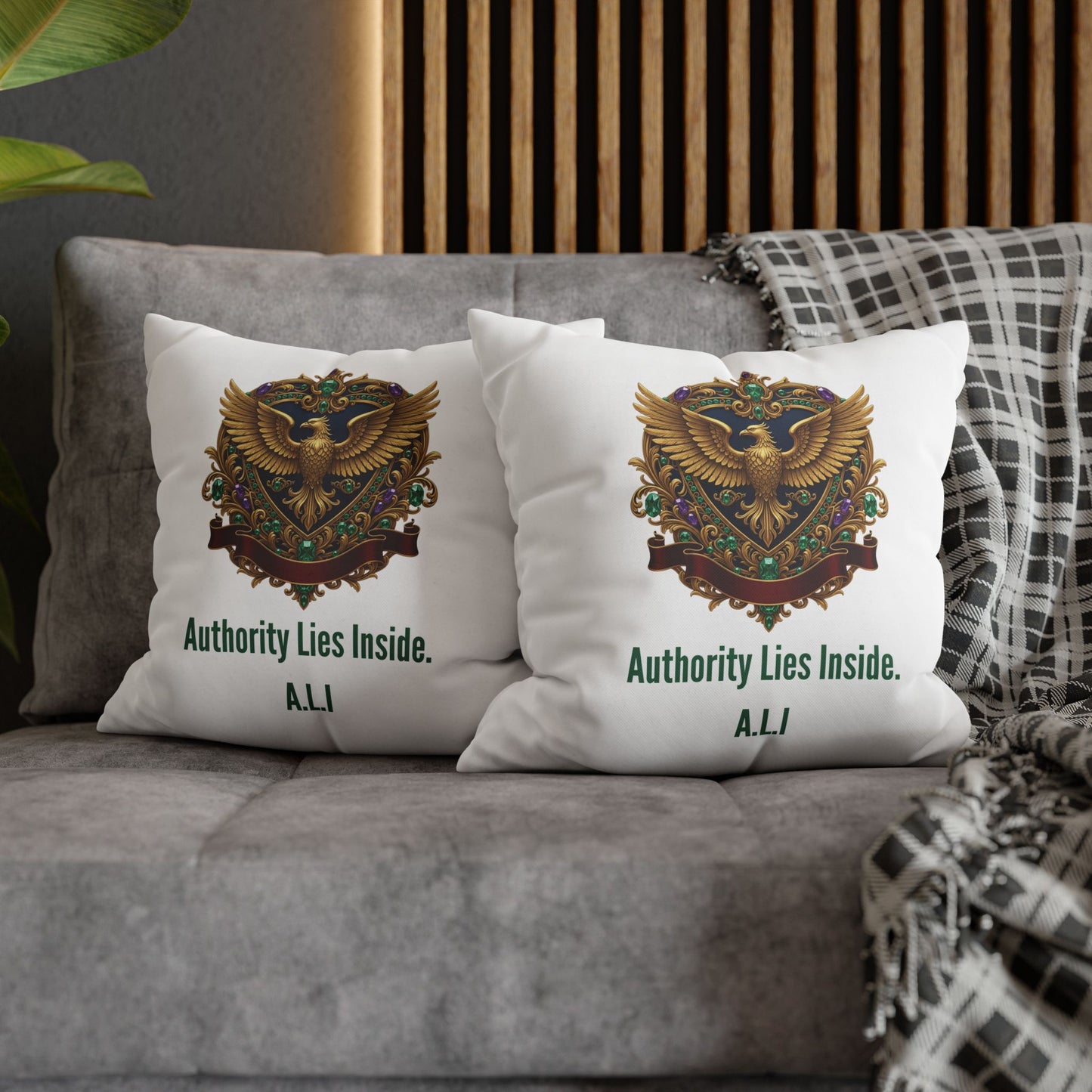 Personalized Initial Quote Eagle — Custom Sayings on Square Poly Canvas Pillowcase