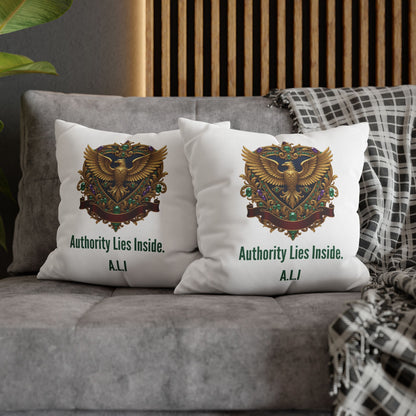 Personalized Initial Quote Eagle — Custom Sayings on Square Poly Canvas Pillowcase