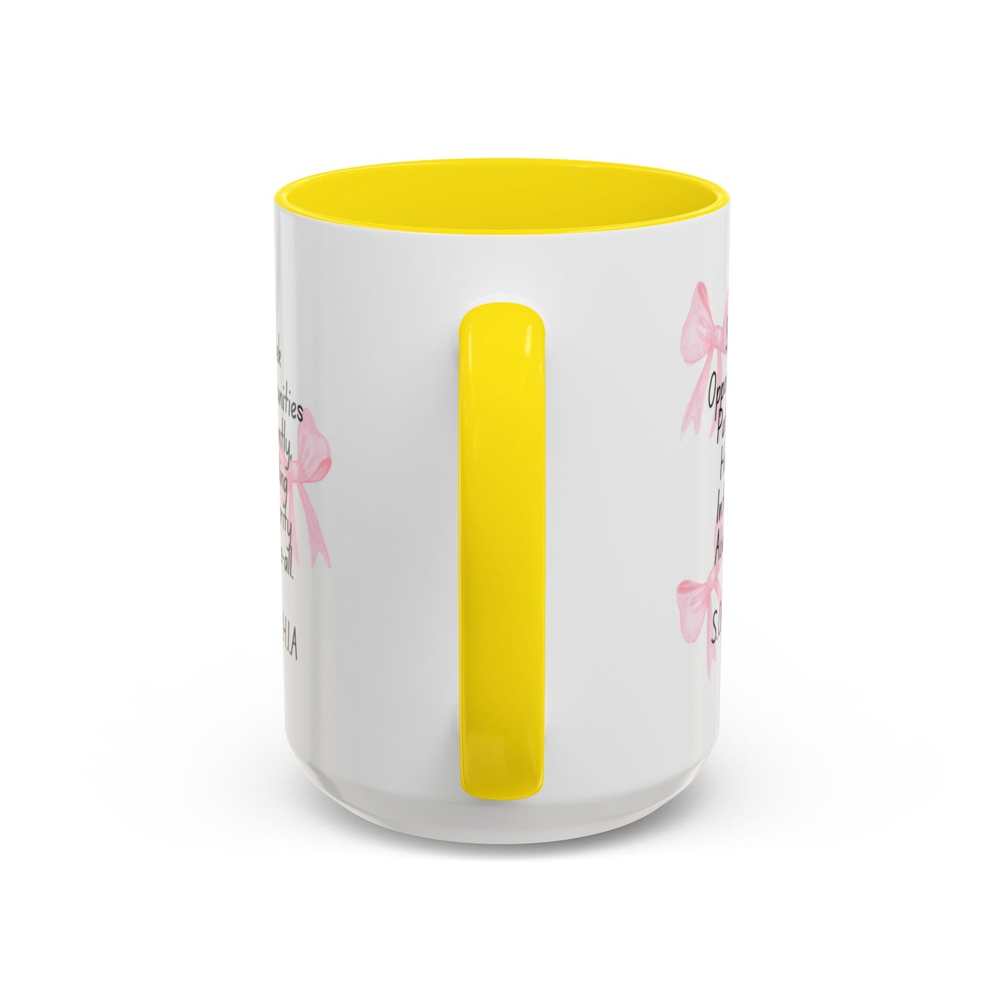 Personalized Pink Bow Accent Coffee Mug