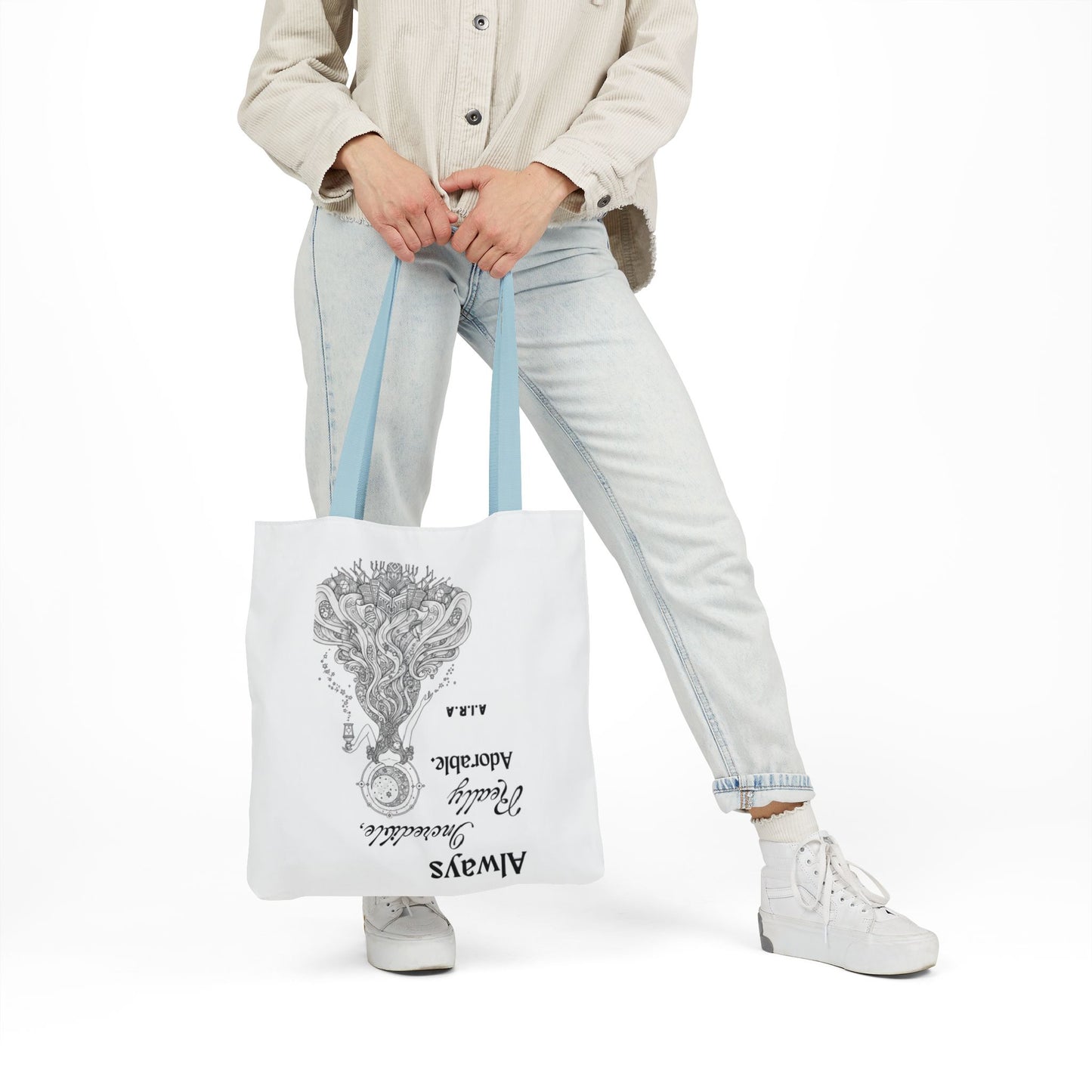 Personalized Initial Quote Light Girl Canvas Tote Custom Name