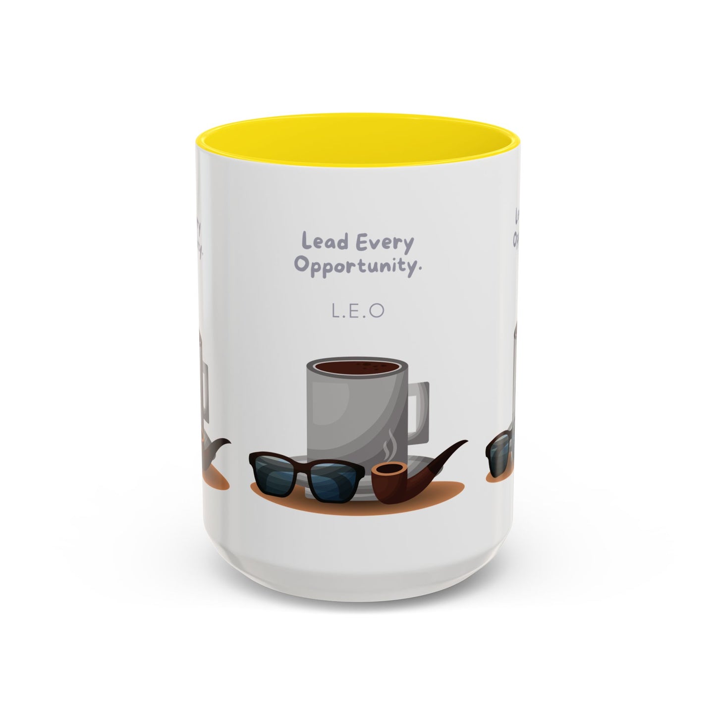 Personalized Initial Coffee and Sunglasses Accent Coffee Mug