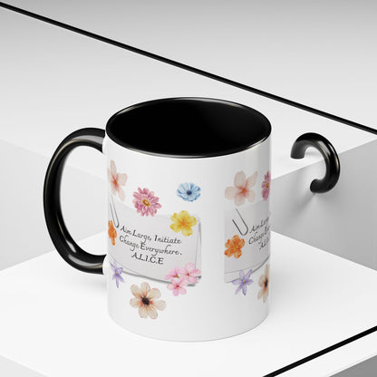 Personalized Floral Clip Note Accent Coffee Mug