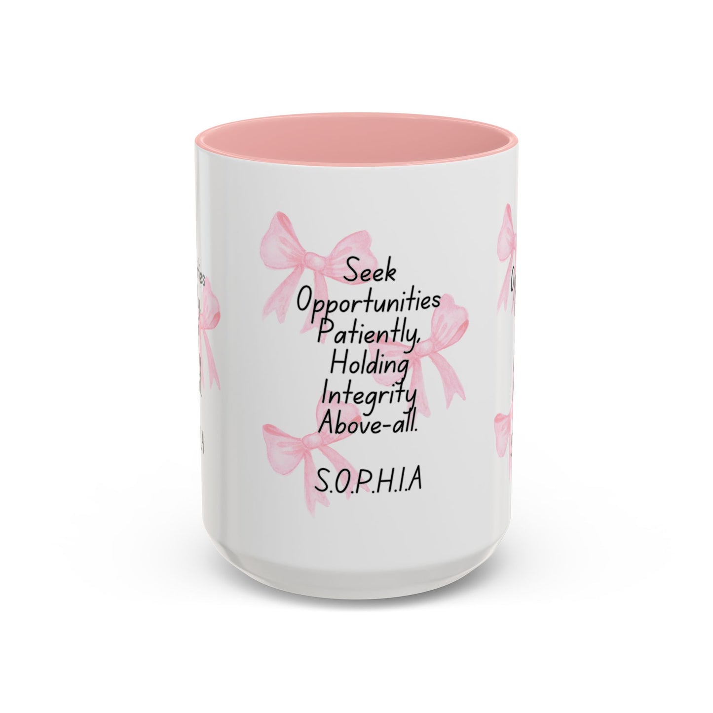 Personalized Pink Bow Accent Coffee Mug