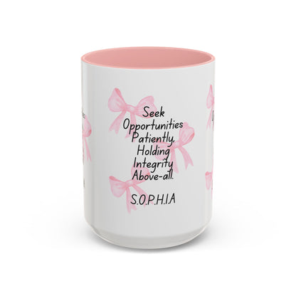 Personalized Pink Bow Accent Coffee Mug