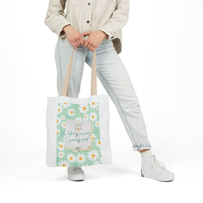 Personalized Initial Quote Floral Inspirational Canvas Tote Custom Name