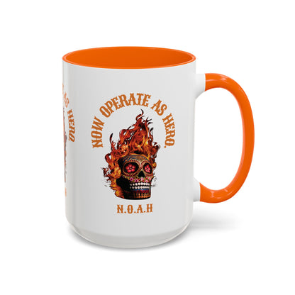 Personalized Initial Fire Skull Accent Coffee Mug