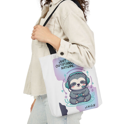 Personalized Initial Quote Sloth Gamer Canvas Tote Custom Name