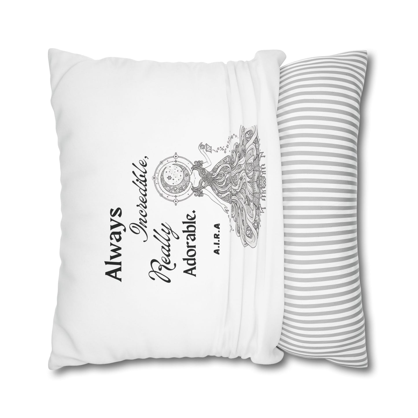 Personalized Initial Quote Light Girl — Custom Sayings on Square Poly Canvas Pillowcase