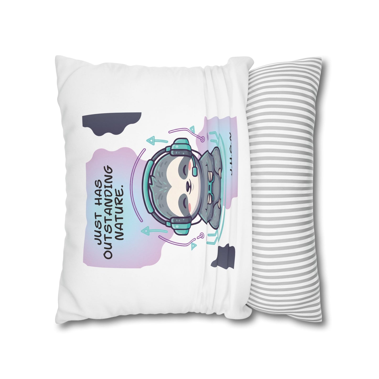 Personalized Initial Quote Sloth Gamer — Custom Sayings on Square Poly Canvas Pillowcase
