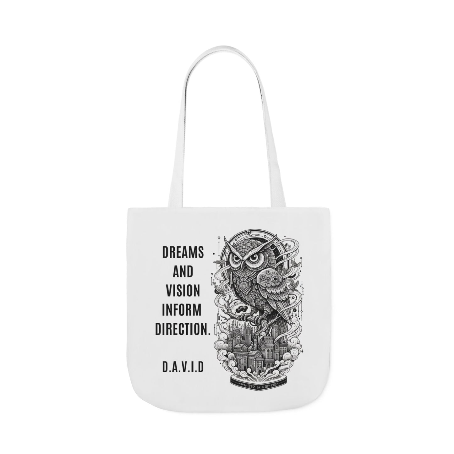 Personalized Initial Quote Owl Vision Canvas Tote Custom Name