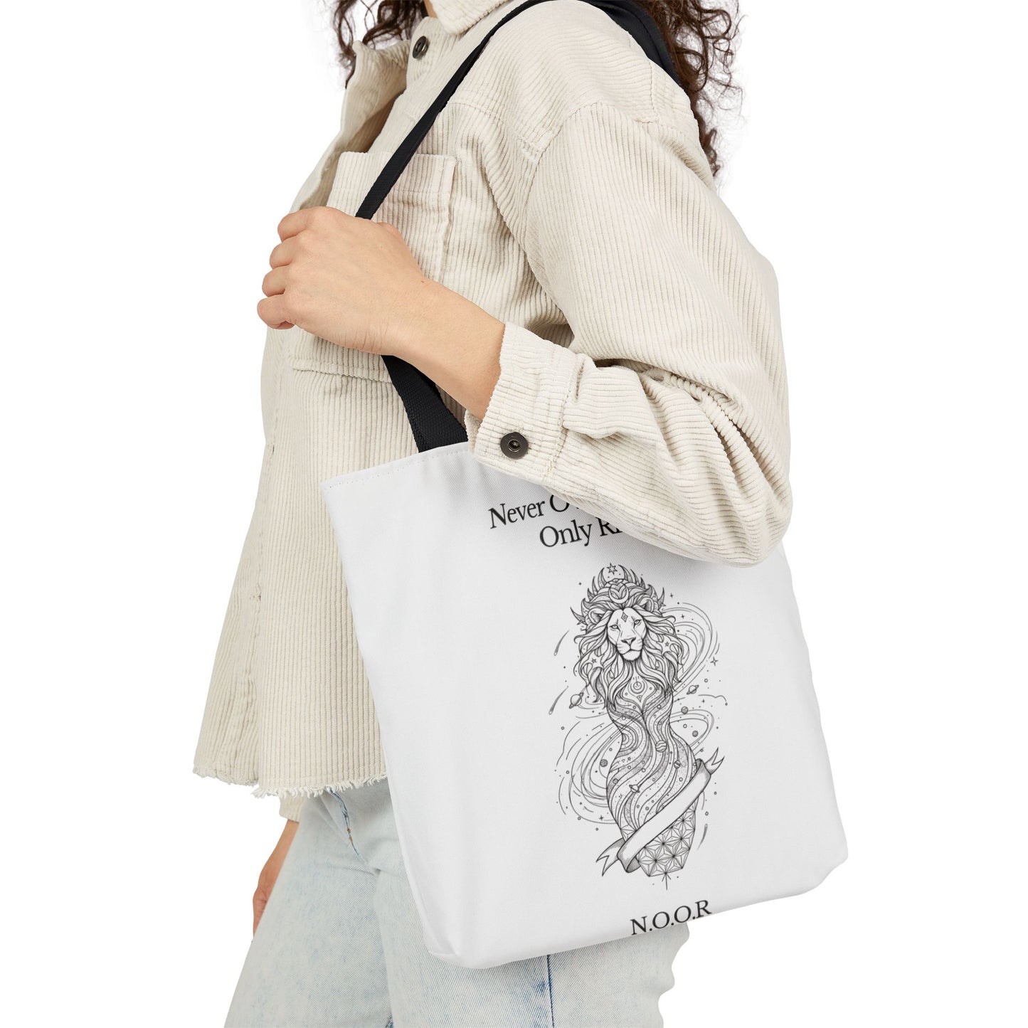 Personalized Initial Quote Girl Lion Canvas Tote Custom Name