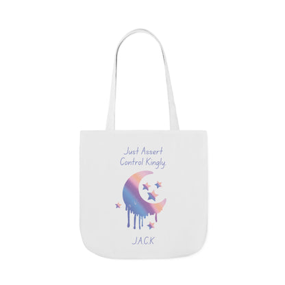 Personalized Initial Quote Moon Dripping Canvas Tote Custom Name