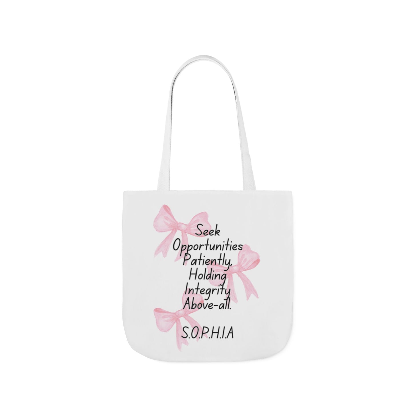 Personalized Initial Quote Pink Bow Canvas Tote Custom Name