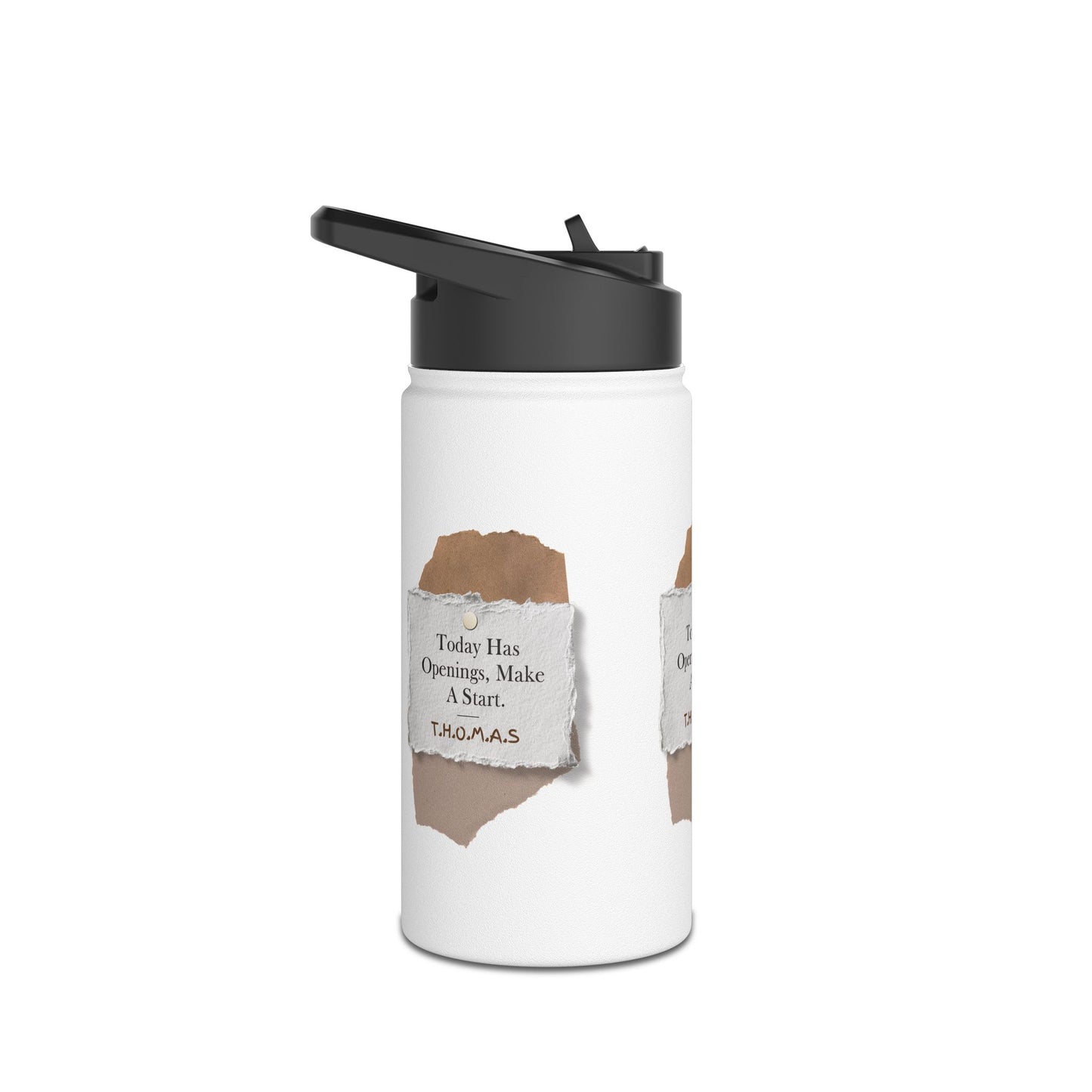 Personalized Initial Quote Torn Paper Note Stainless Steel Water Bottle