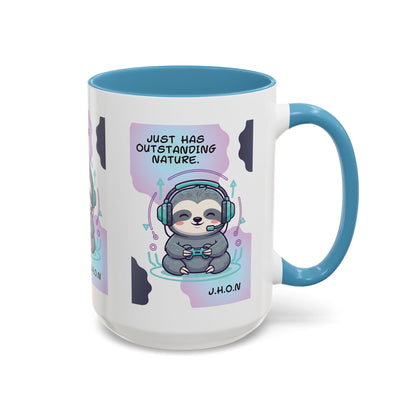 Personalized Initial Sloth Gamer Accent Coffee Mug