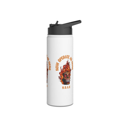 Personalized Initial Quote Fire Skull Stainless Steel Water Bottle