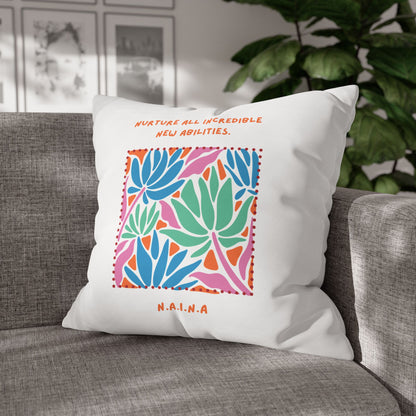 Personalized Initial Quote Floral Momentum — Custom Sayings on Square Poly Canvas Pillowcase
