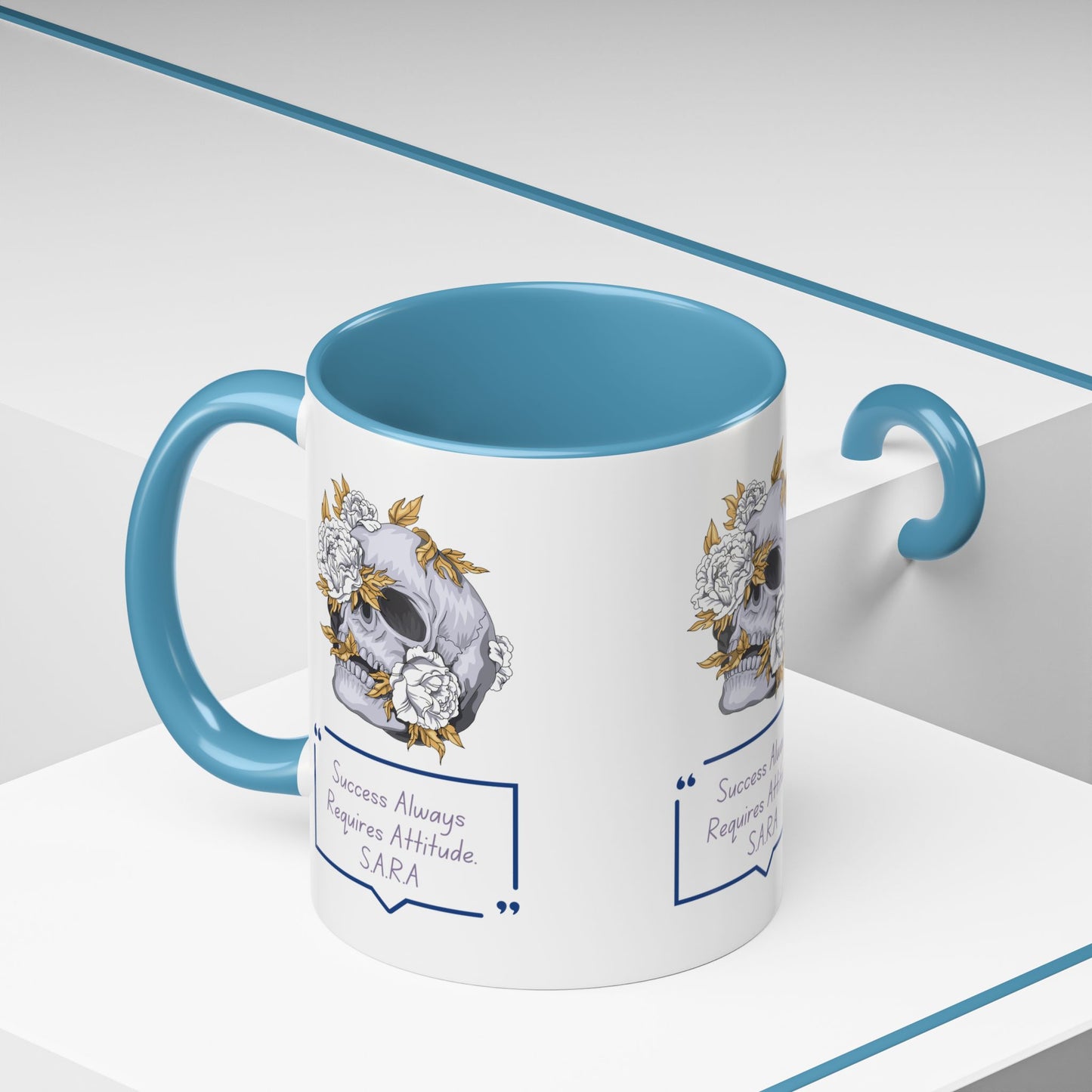 Personalized Initial Floral Skull Accent Coffee Mug