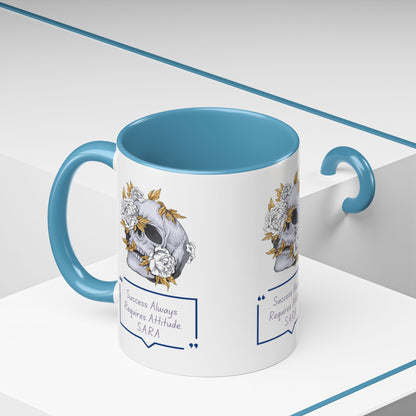 Personalized Initial Floral Skull Accent Coffee Mug