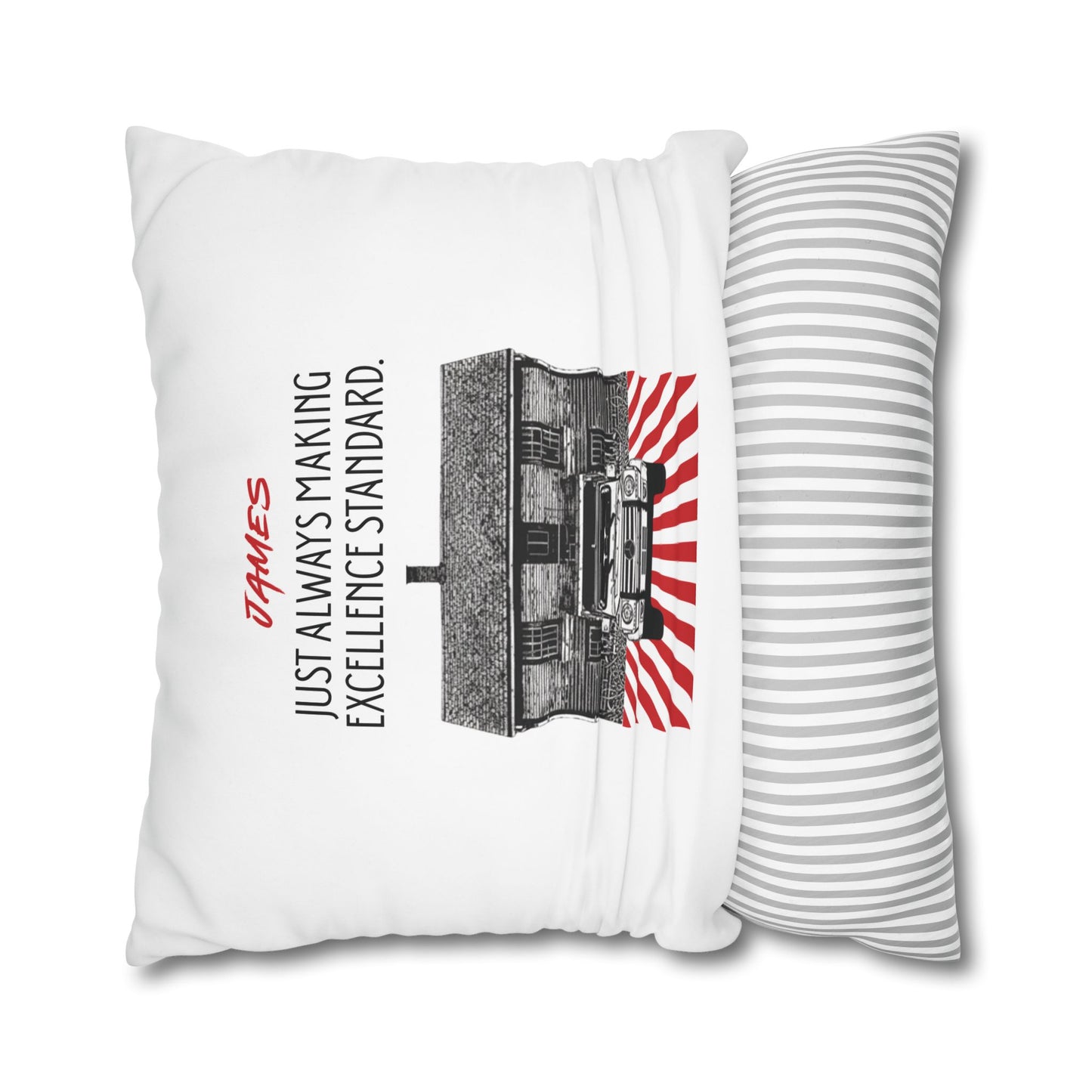 Personalized Initial Quote Vintage Car — Custom Sayings on Square Poly Canvas Pillowcase