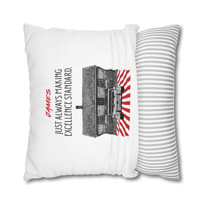 Personalized Initial Quote Vintage Car — Custom Sayings on Square Poly Canvas Pillowcase