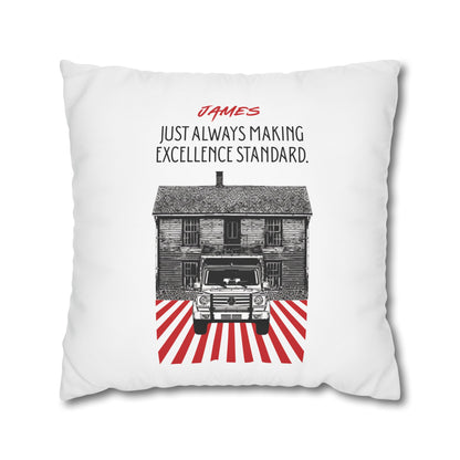 Personalized Initial Quote Vintage Car — Custom Sayings on Square Poly Canvas Pillowcase