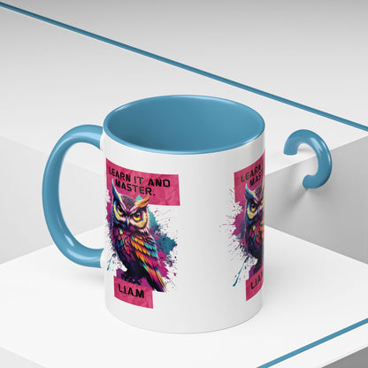 Personalized Initial Owl Accent Coffee Mug