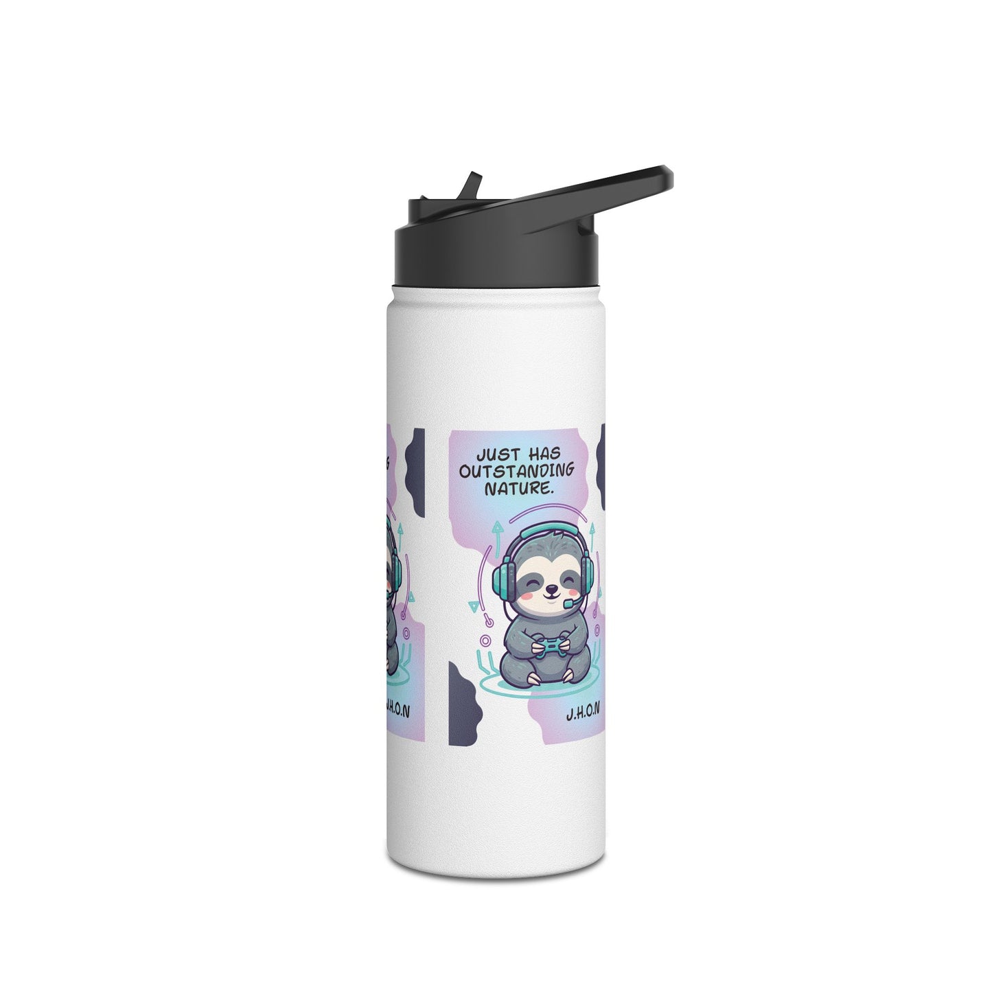 Personalized Initial Quote Sloth Gamer Stainless Steel Water Bottle