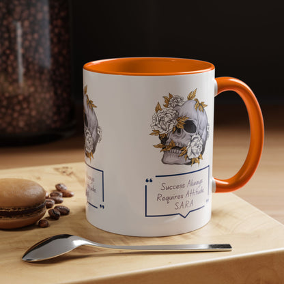 Personalized Initial Floral Skull Accent Coffee Mug