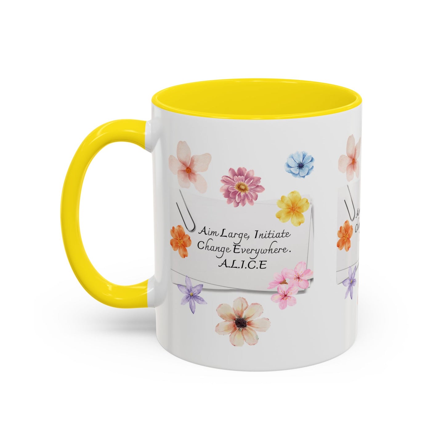 Personalized Floral Clip Note Accent Coffee Mug