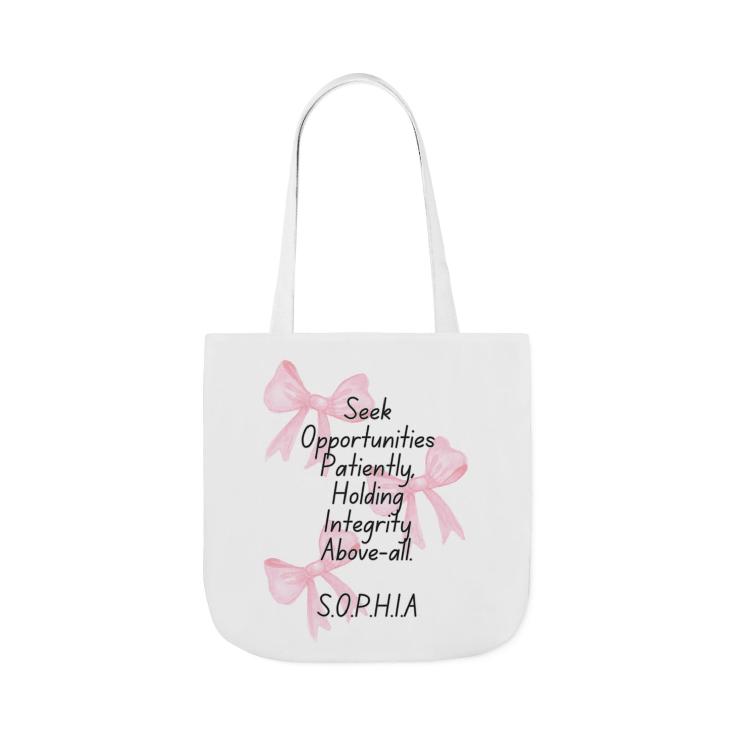 Personalized Initial Quote Pink Bow Canvas Tote Custom Name