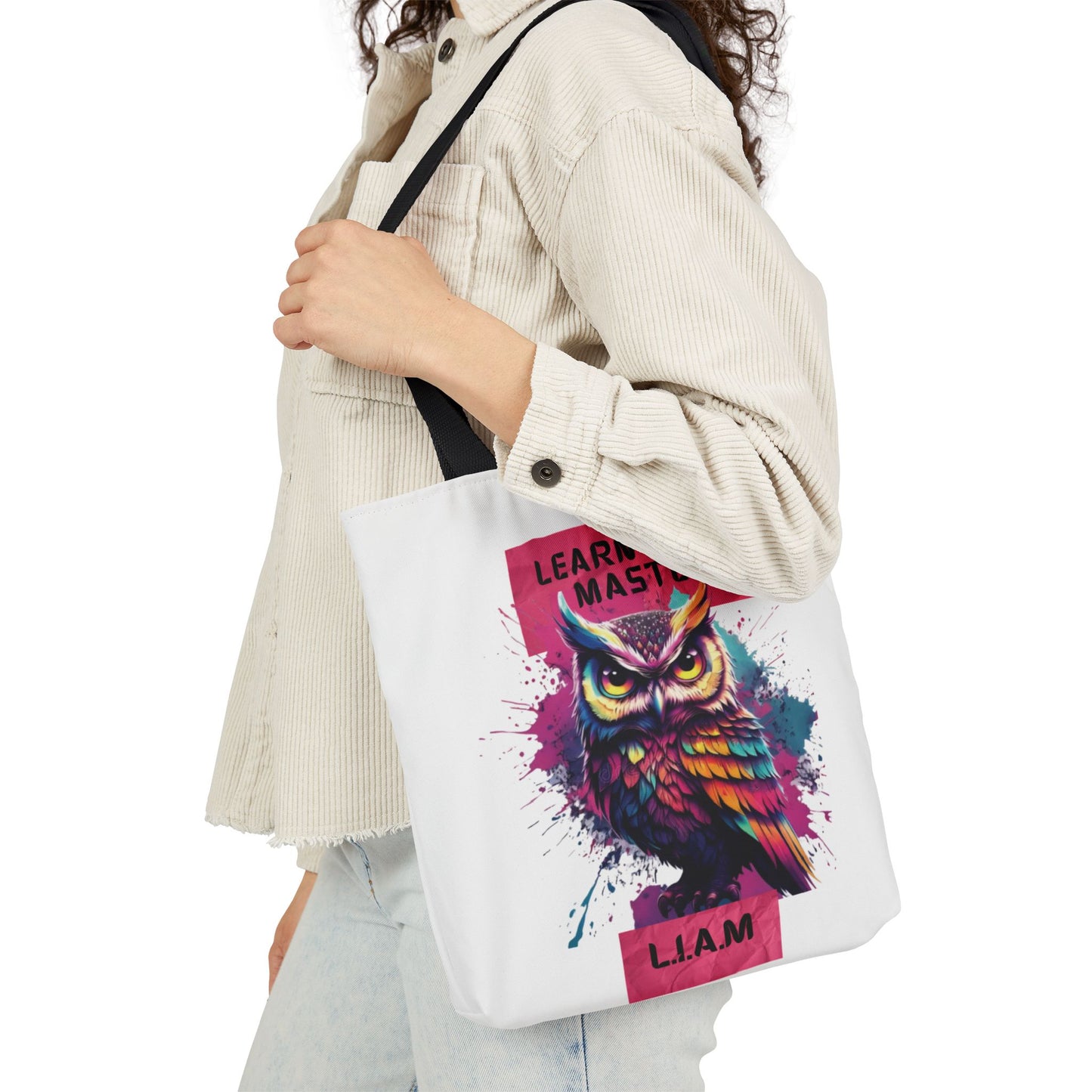 Personalized Initial Quote Owl Canvas Tote Custom Name