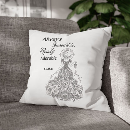 Personalized Initial Quote Light Girl — Custom Sayings on Square Poly Canvas Pillowcase