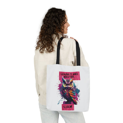 Personalized Initial Quote Owl Canvas Tote Custom Name