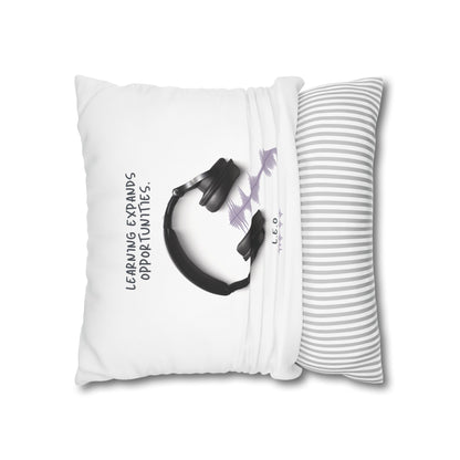 Personalized Initial Quote Headphone — Custom Sayings on Square Poly Canvas Pillowcase