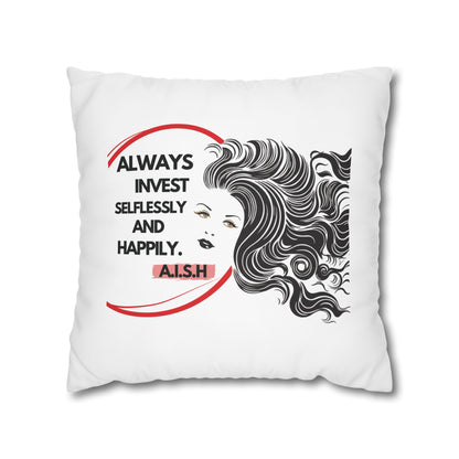 Personalized Initial Quote Inspirational Girl — Custom Sayings on Square Poly Canvas Pillowcase