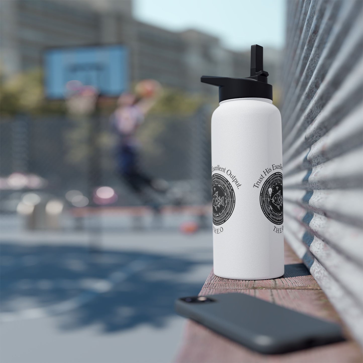 Personalized Initial Quote Fish Stainless Steel Water Bottle