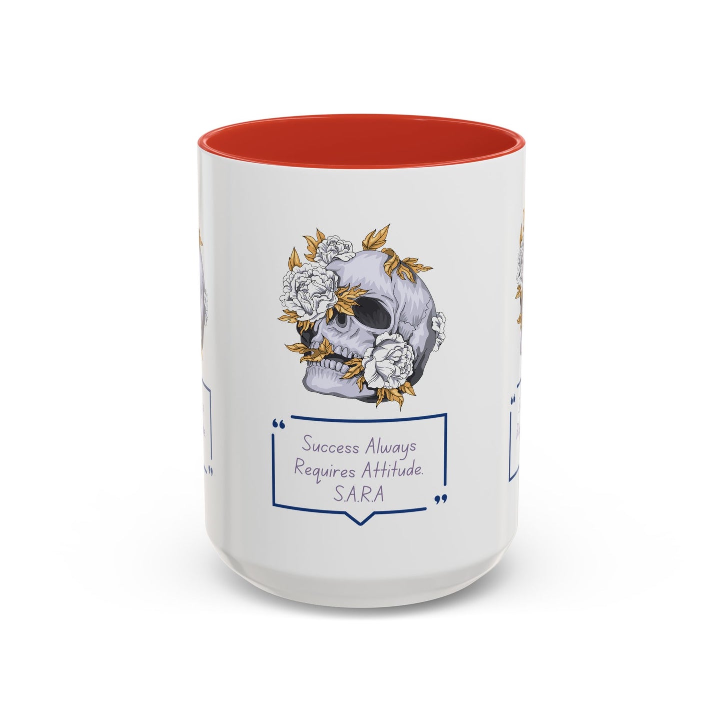 Personalized Initial Floral Skull Accent Coffee Mug