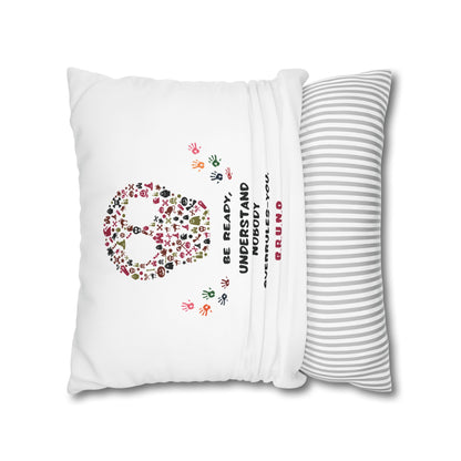 Personalized Initial Quote Floral Skull — Custom Sayings on Square Poly Canvas Pillowcase