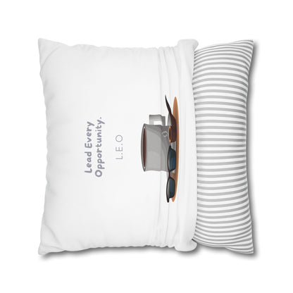 Personalized Initial Quote Coffee and Sunglasses — Custom Sayings on Square Poly Canvas Pillowcase