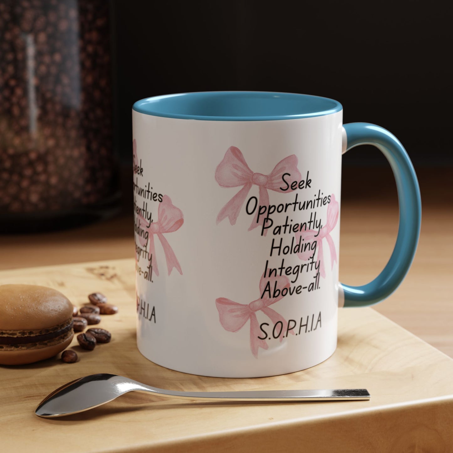 Personalized Pink Bow Accent Coffee Mug