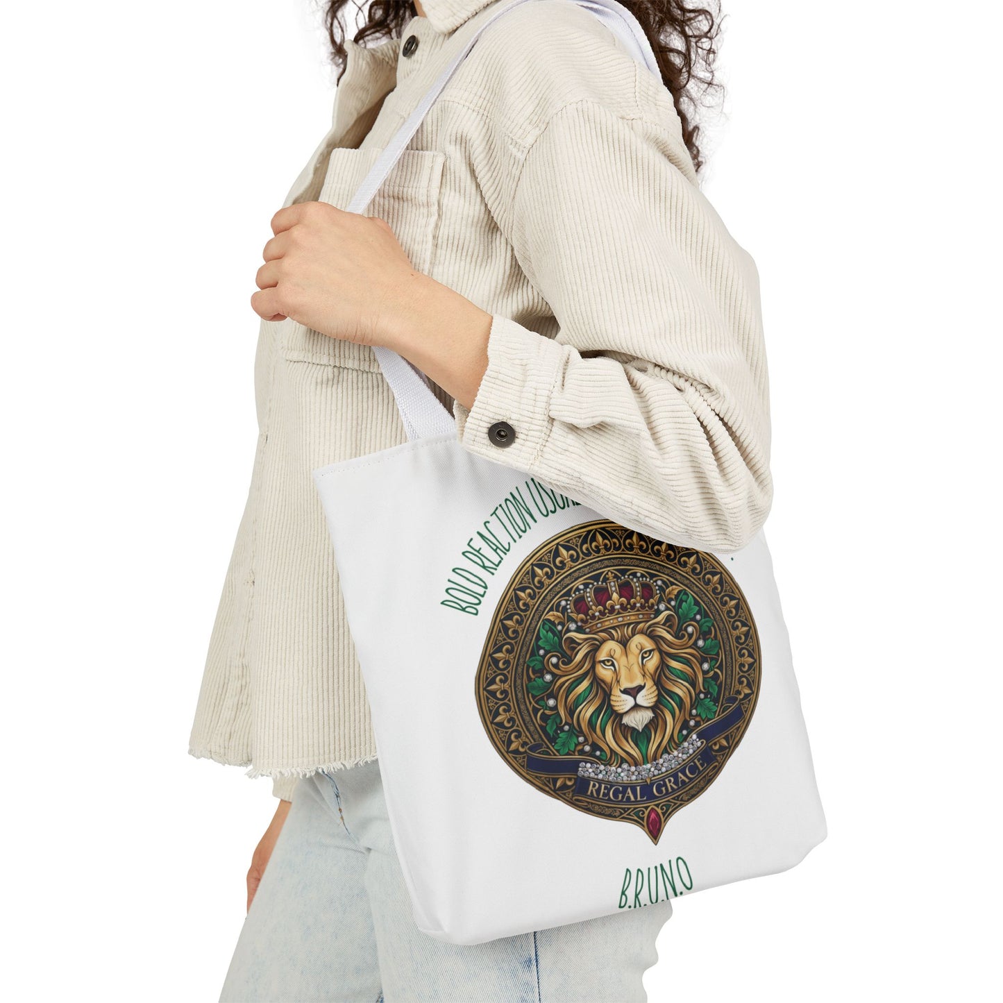 Personalized Initial Quote Circle Lion Canvas Tote Custom Name