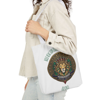 Personalized Initial Quote Circle Lion Canvas Tote Custom Name