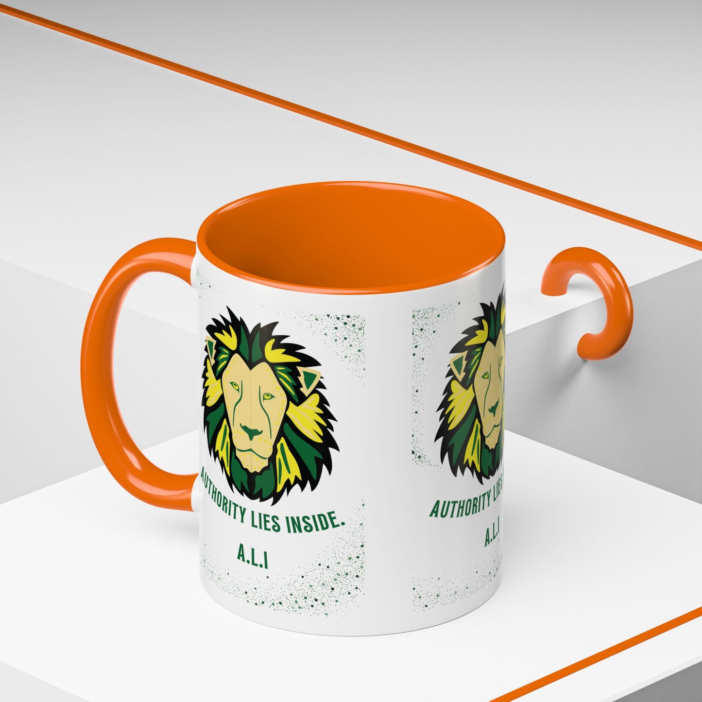 Personalized Initial Lion Accent Coffee Mug